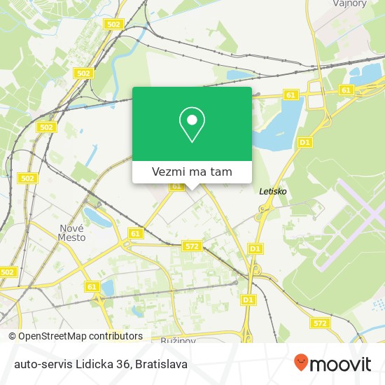 auto-servis Lidicka 36 mapa