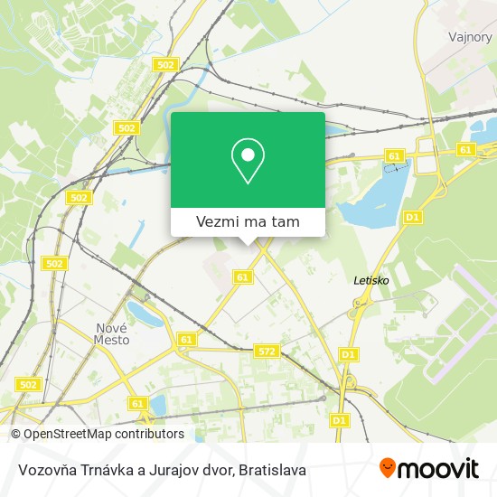 Vozovňa Trnávka a Jurajov dvor mapa