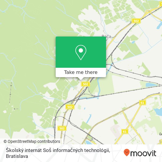 Školský internát Soš informačných technológii mapa