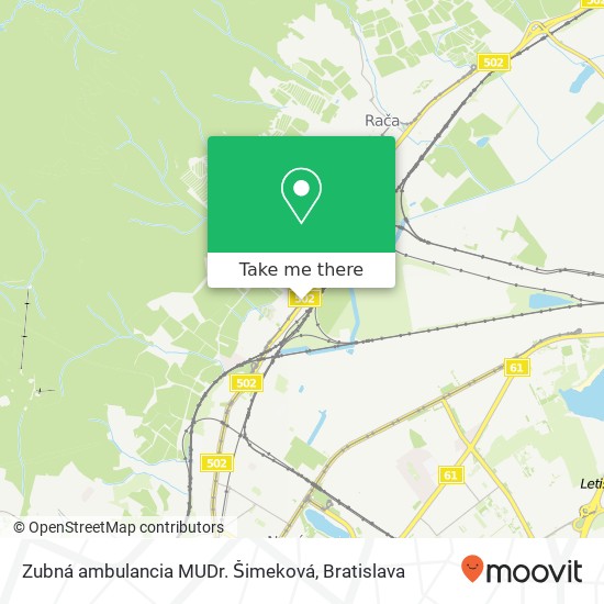 Zubná ambulancia MUDr. Šimeková mapa