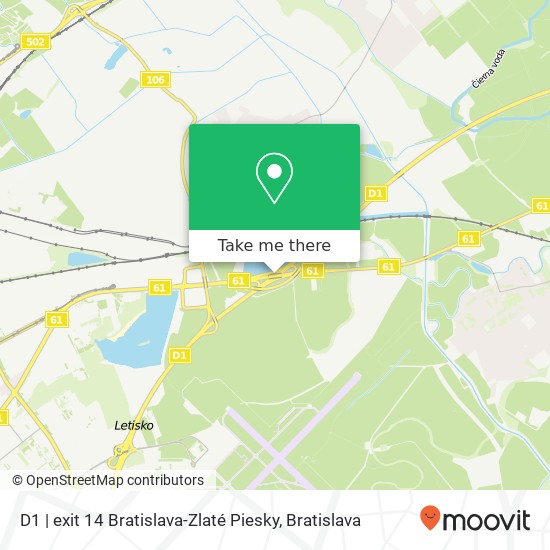 D1 | exit 14 Bratislava-Zlaté Piesky mapa