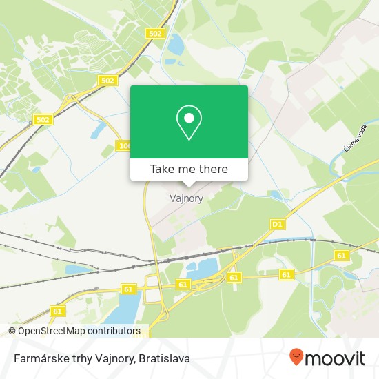 Farmárske trhy Vajnory mapa