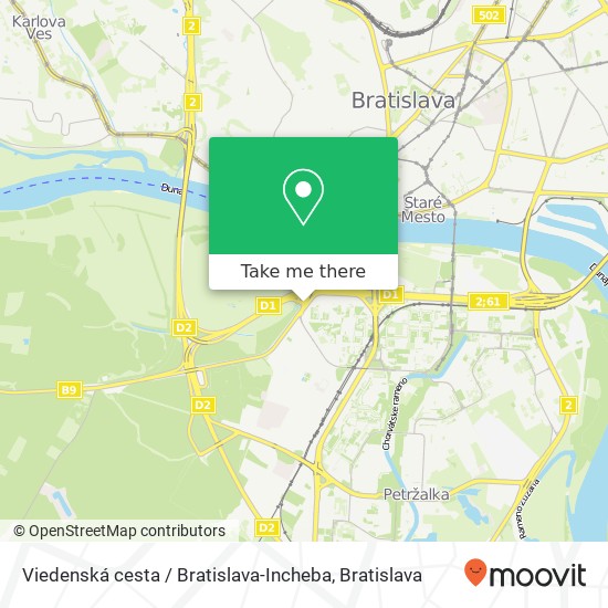 Viedenská cesta / Bratislava-Incheba mapa