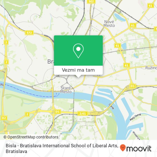 Bisla - Bratislava International School of Liberal Arts mapa