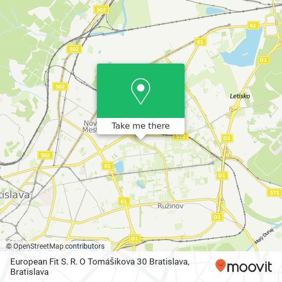 European Fit S. R. O Tomášikova 30 Bratislava mapa