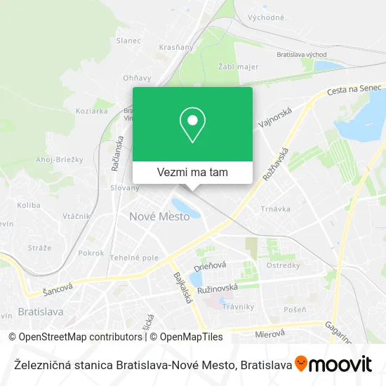 Železničná stanica Bratislava-Nové Mesto mapa