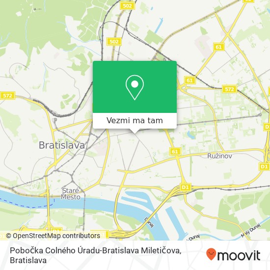 Pobočka Colného Úradu-Bratislava Miletičova mapa