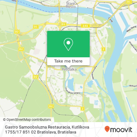 Gastro Samoobsluzna Restauracia, Kutlíkova 1755 / 17 851 02 Bratislava mapa