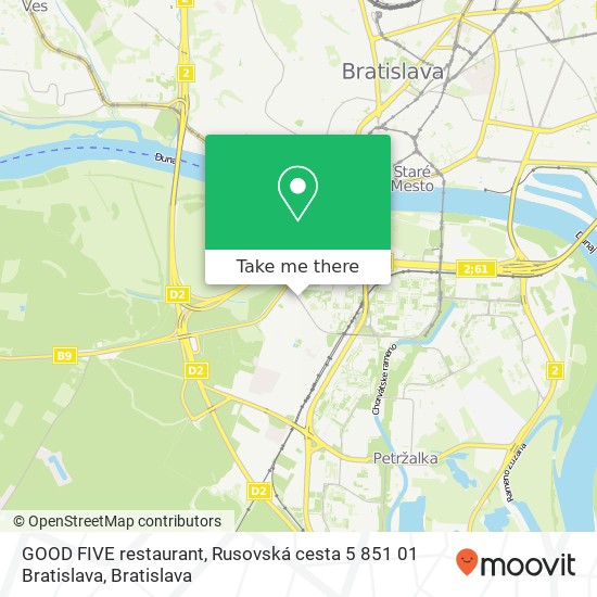 GOOD FIVE restaurant, Rusovská cesta 5 851 01 Bratislava mapa