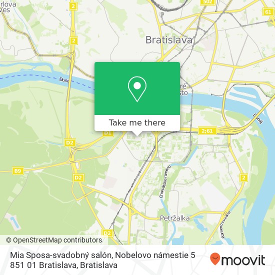Mia Sposa-svadobný salón, Nobelovo námestie 5 851 01 Bratislava mapa
