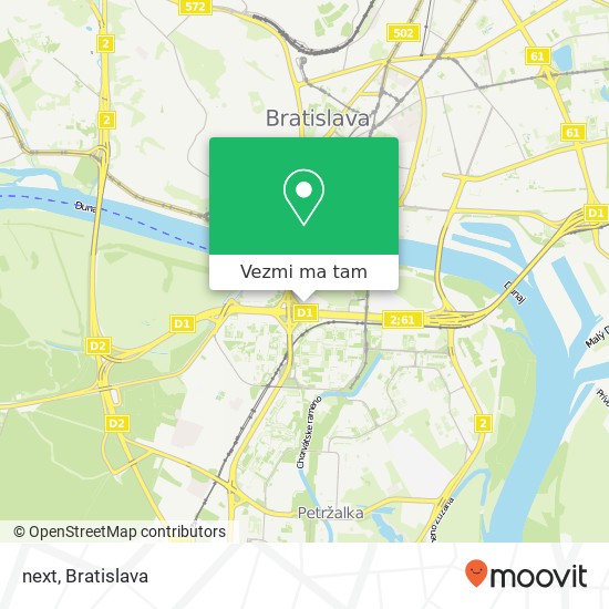 next, Einsteinova 18 851 01 Bratislava mapa