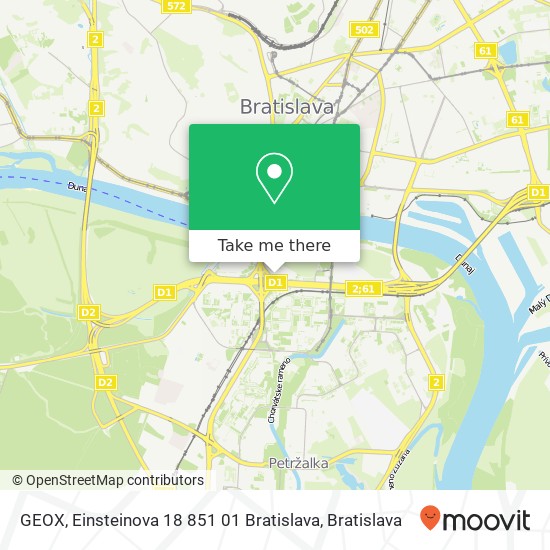 GEOX, Einsteinova 18 851 01 Bratislava mapa