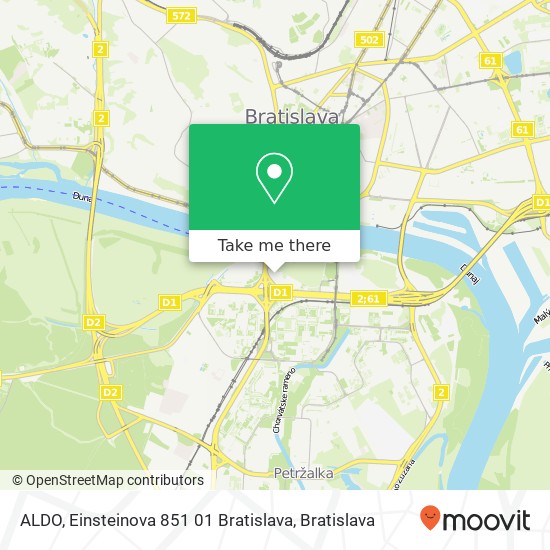 ALDO, Einsteinova 851 01 Bratislava mapa