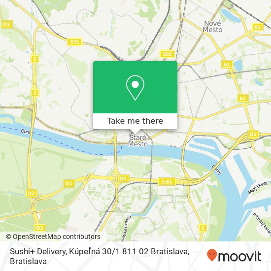 Sushi+ Delivery, Kúpeľná 30 / 1 811 02 Bratislava mapa