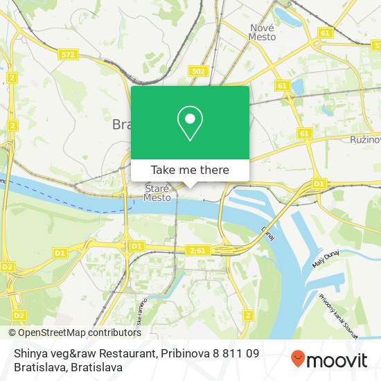 Shinya veg&raw Restaurant, Pribinova 8 811 09 Bratislava mapa