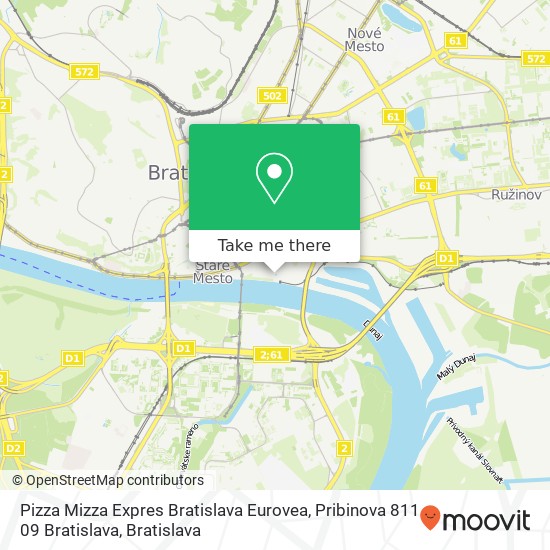 Pizza Mizza Expres Bratislava Eurovea, Pribinova 811 09 Bratislava mapa