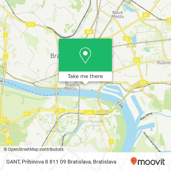 GANT, Pribinova 8 811 09 Bratislava mapa
