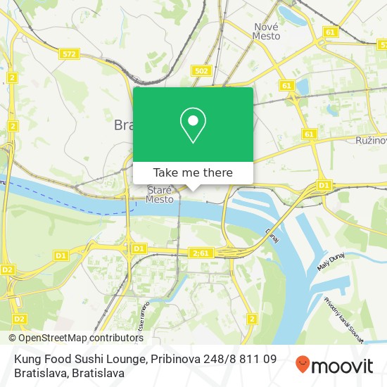 Kung Food Sushi Lounge, Pribinova 248 / 8 811 09 Bratislava mapa