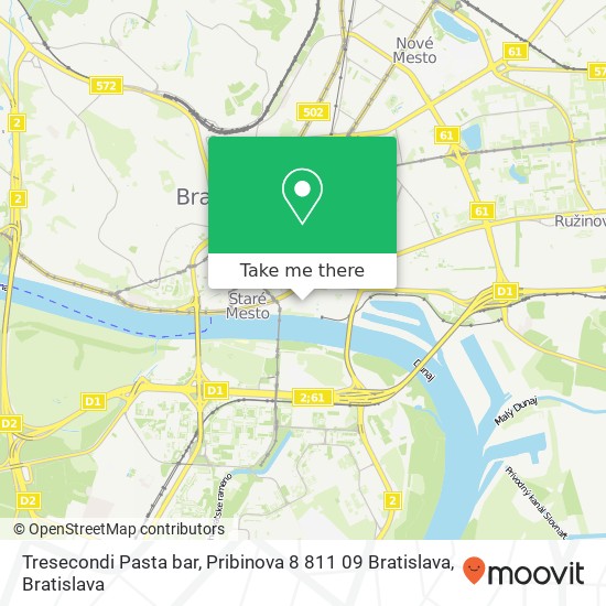 Tresecondi Pasta bar, Pribinova 8 811 09 Bratislava mapa