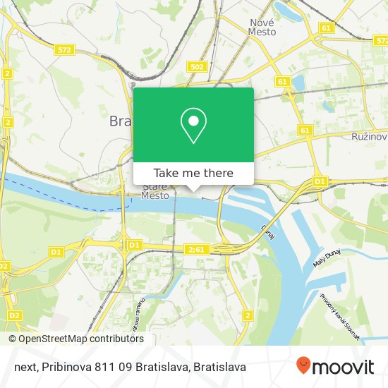 next, Pribinova 811 09 Bratislava mapa