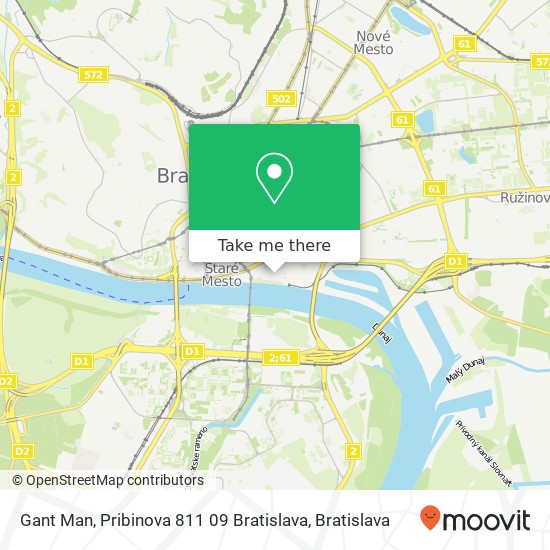 Gant Man, Pribinova 811 09 Bratislava mapa