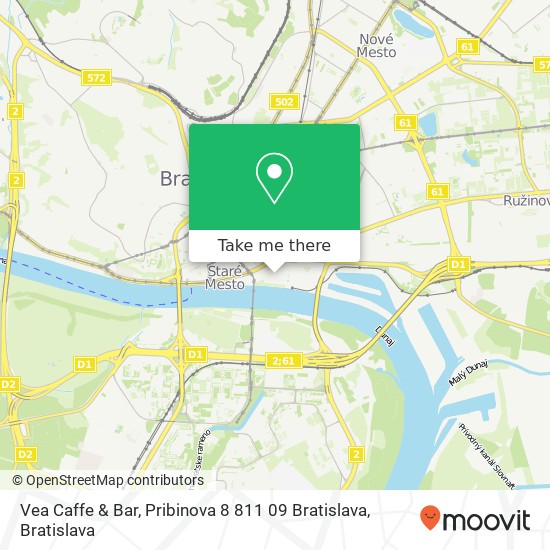 Vea Caffe & Bar, Pribinova 8 811 09 Bratislava mapa