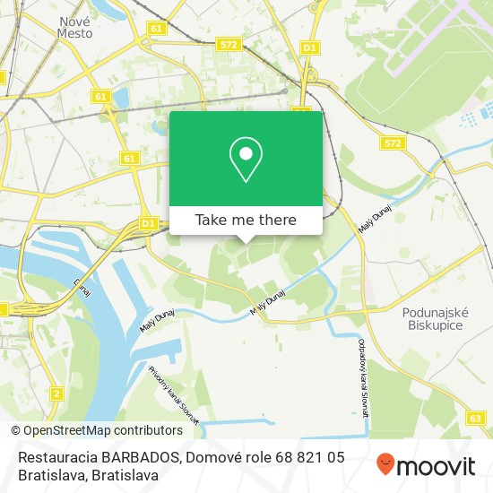 Restauracia BARBADOS, Domové role 68 821 05 Bratislava mapa