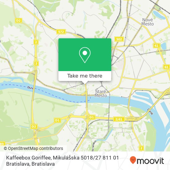 Kaffeebox Goriffee, Mikulášska 5018 / 27 811 01 Bratislava mapa