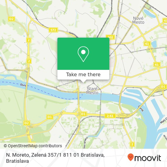 N. Moreto, Zelená 357 / 1 811 01 Bratislava mapa