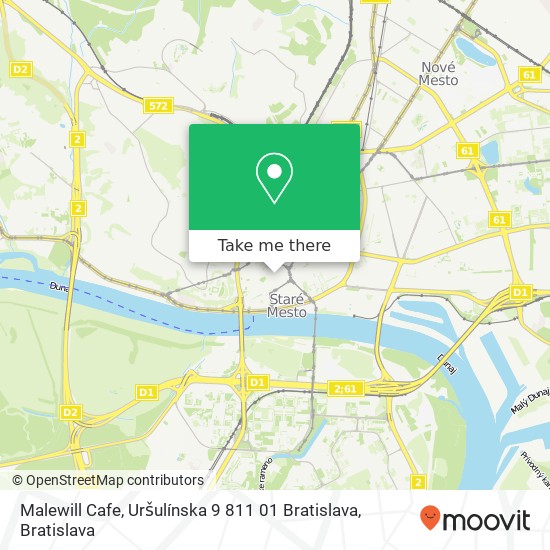 Malewill Cafe, Uršulínska 9 811 01 Bratislava mapa