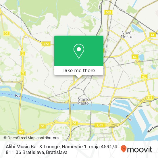 Alibi Music Bar & Lounge, Námestie 1. mája 4591 / 4 811 06 Bratislava mapa