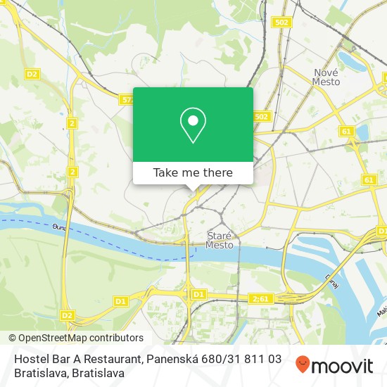 Hostel Bar A Restaurant, Panenská 680 / 31 811 03 Bratislava mapa