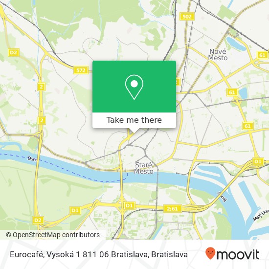 Eurocafé, Vysoká 1 811 06 Bratislava mapa