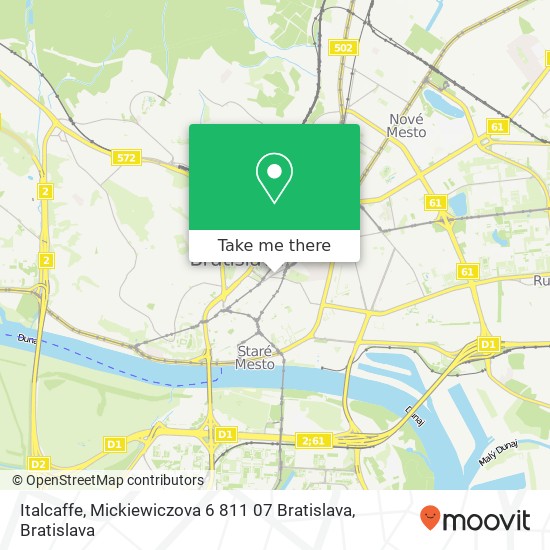 Italcaffe, Mickiewiczova 6 811 07 Bratislava mapa