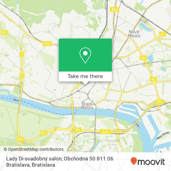 Lady Di-svadobný salón, Obchodná 50 811 06 Bratislava mapa