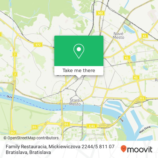 Family Restauracia, Mickiewiczova 2244 / 5 811 07 Bratislava mapa