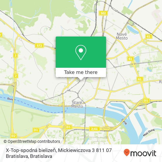 X-Top-spodná bielizeň, Mickiewiczova 3 811 07 Bratislava mapa