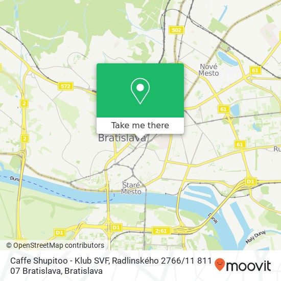 Caffe Shupitoo - Klub SVF, Radlinského 2766 / 11 811 07 Bratislava mapa