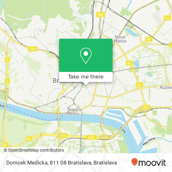 Domcek Medicka, 811 08 Bratislava mapa