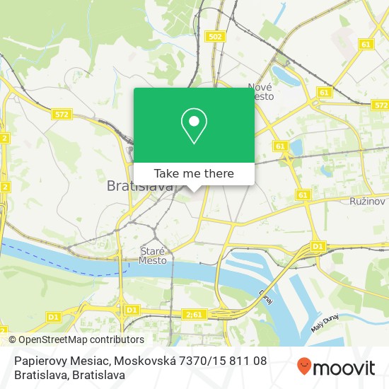 Papierovy Mesiac, Moskovská 7370 / 15 811 08 Bratislava mapa