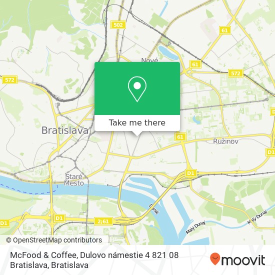 McFood & Coffee, Dulovo námestie 4 821 08 Bratislava mapa