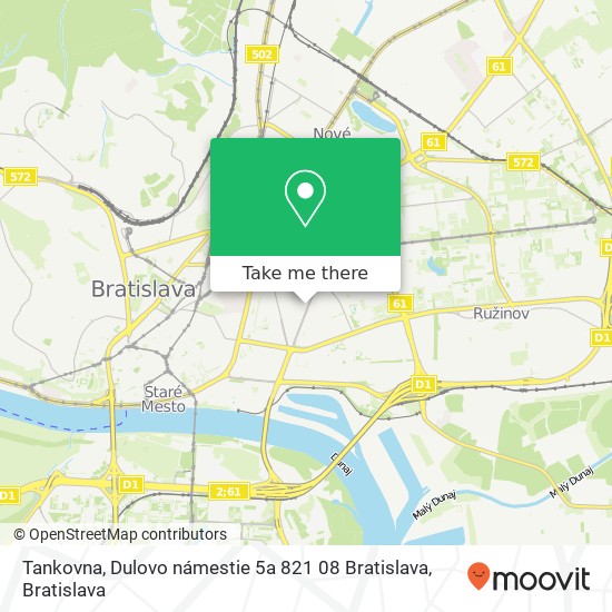 Tankovna, Dulovo námestie 5a 821 08 Bratislava mapa