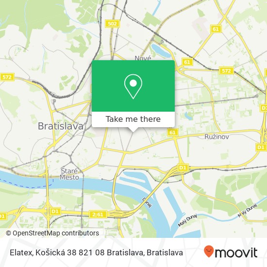 Elatex, Košická 38 821 08 Bratislava mapa