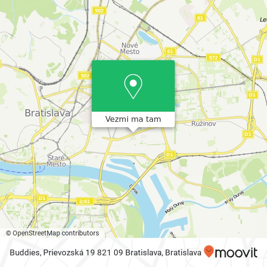 Buddies, Prievozská 19 821 09 Bratislava mapa