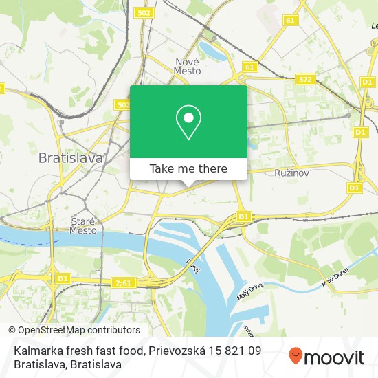 Kalmarka fresh fast food, Prievozská 15 821 09 Bratislava mapa