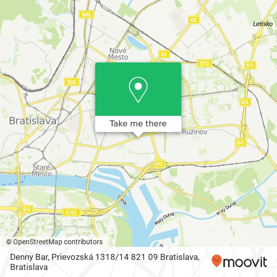 Denny Bar, Prievozská 1318 / 14 821 09 Bratislava mapa