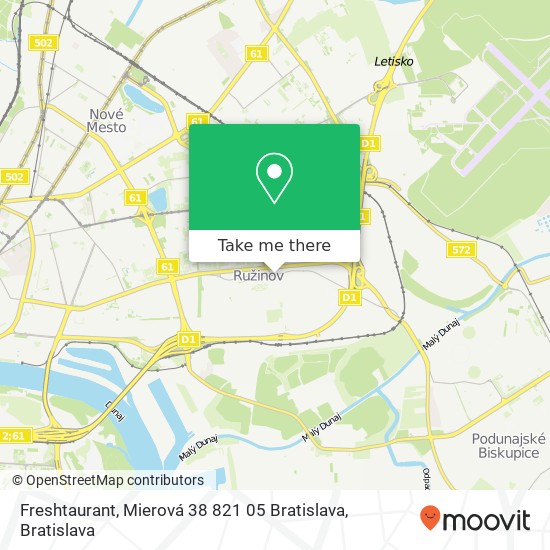 Freshtaurant, Mierová 38 821 05 Bratislava mapa