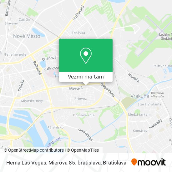 Herňa Las Vegas, Mierova 85. bratislava mapa