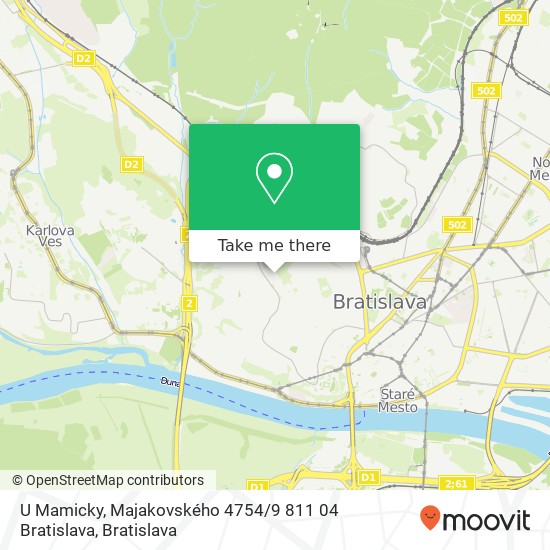 U Mamicky, Majakovského 4754 / 9 811 04 Bratislava mapa