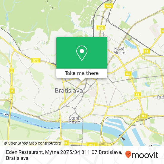 Eden Restaurant, Mýtna 2875 / 34 811 07 Bratislava mapa